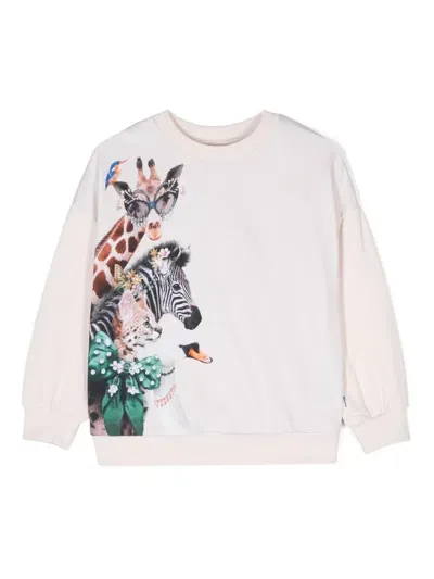 Molo Kids' Maxi Animal-print Sweatshirt In Neutrals