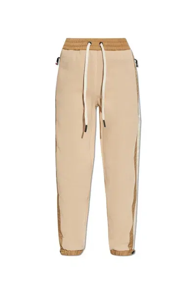 Moncler Grenoble Logo Patch Drawstring Track Pants In Neutrals