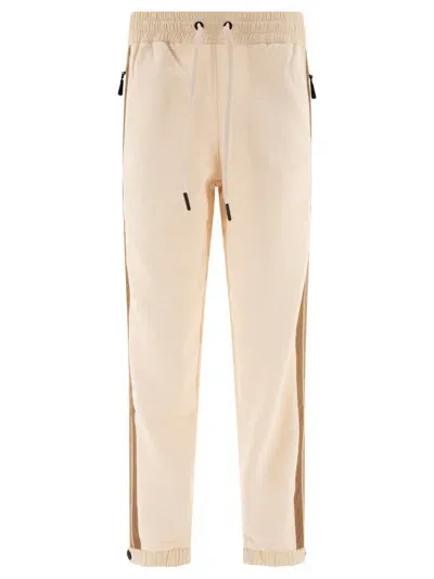 Moncler Grenoble Padded Joggers With Mountain Logo In Beige