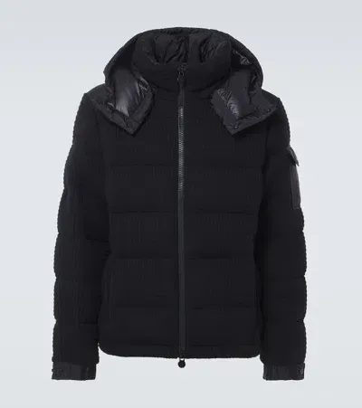 Moncler Lagdei Wool Blend Down Jacket In Blue