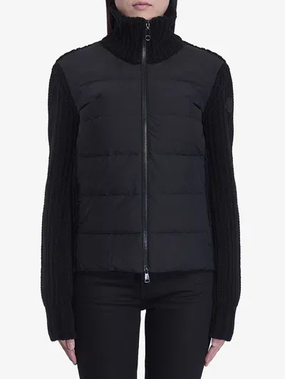 Moncler Padded Cardigan In Black  