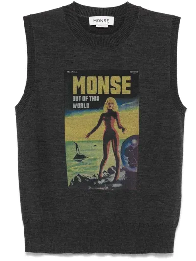 Monse Lady-print Knitted Vest In Grau