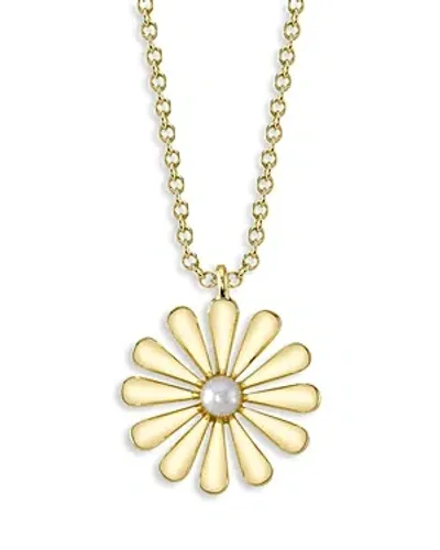 Moon & Meadow 14k Yellow Gold Jackie Cultured Freshwater Pearl Flower Pendant Necklace, 18