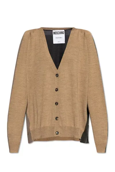 Moschino Double Sleeves Panelled Cardigan In Beis