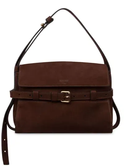 Moschino Leather Shoulder Bag With Belt In Brown