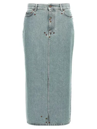 Moschino Rivets Denim Skirt In Blue