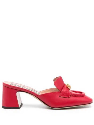 Moschino 65mm Logo-lettering Mules In Red