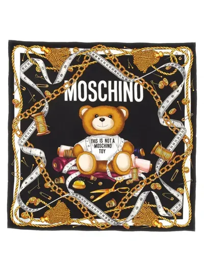 Moschino Silk Scarf In Black