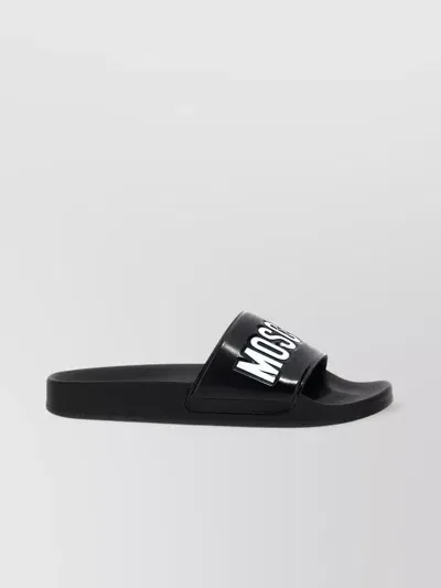 Moschino Teddy Rubber Slide Sandals In 黑色