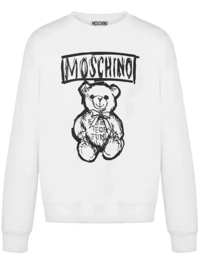 Moschino Teddy Bear-print Cotton Sweatshirt In White