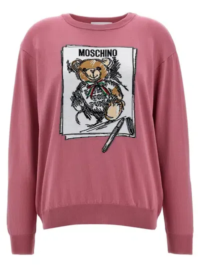 Moschino Teddy Sweater In Nude & Neutrals