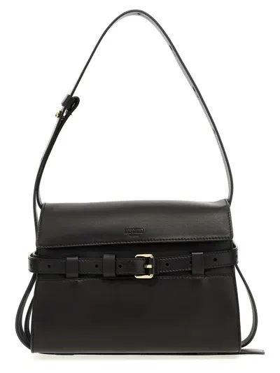 Moschino Belted Long Strap Shoulder Bag In Brown