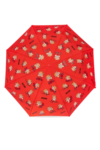 Moschino Teddy Bear Compact Umbrella In Red