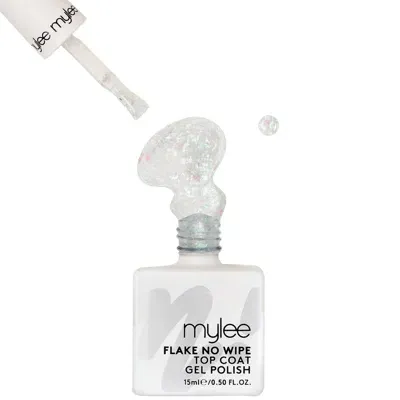 Mylee Gel Polish Iridescent Flake No Wipe Top Coat 15ml In White