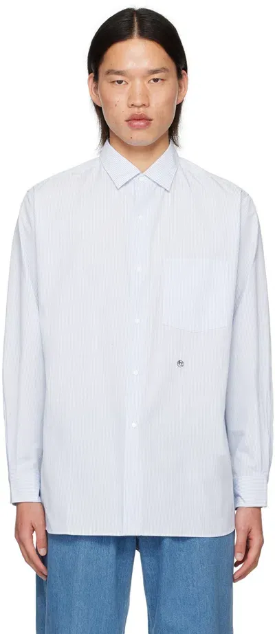 Nanamica White & Blue Wind Shirt In Sx Sax