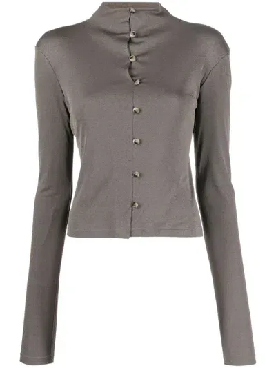 Nanushka Teddie Mesh Top In Fossil Grey