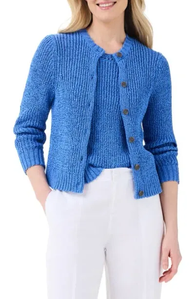 Nic + Zoe Openwork Knit Cardigan In Blue