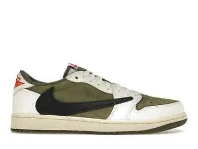 Pre-owned Nike Jordan 1 Retro Low Og Sp Travis Scott Medium Olive Dm7866-200 In Weiss