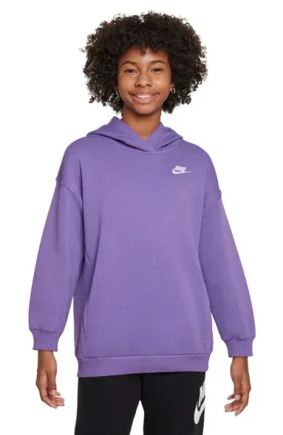 Nike Kids' Sportswear Fleece Hoodie In Black Raspberry/white