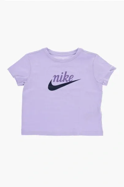 Nike Solid Color T-shirt With Printed Logo In Purple