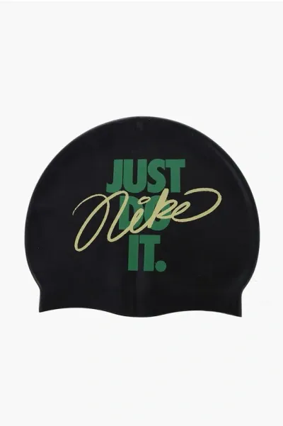 Nike Swim Printed Silicone Pool Cap In Black