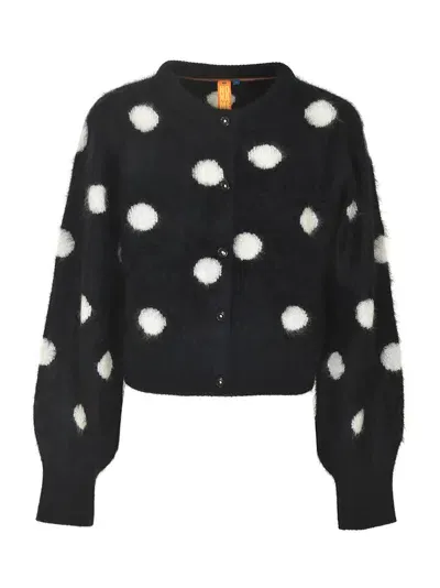 No Name Polka Dot Mini Cardigan In Black