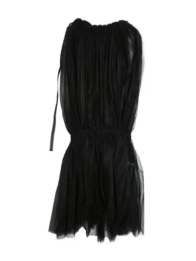 Noir Kei Ninomiya Mesh Strapless Dress In Black