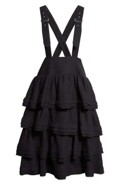 Noir Kei Ninomiya Milled Wool Suspender Dress In Black