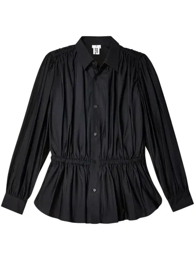 Noir Kei Ninomiya Ruched Cotton Shirt In Black