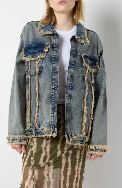 Noisy May Jenice Denim Jacket In Medium Blue Denim De