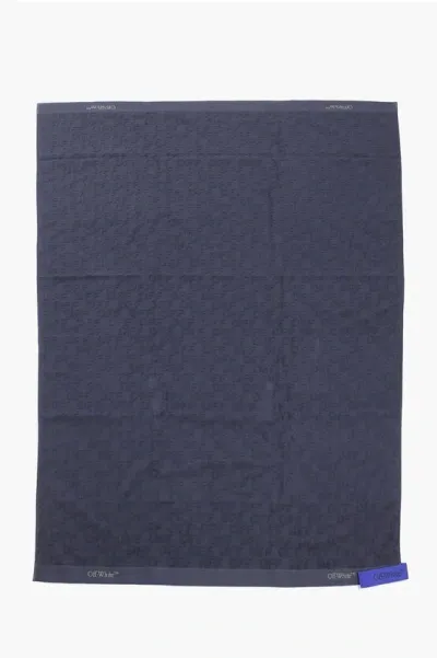 Off-white Home All-over Embroidered Terry Cotton Towel In Blue