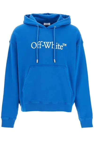 Off-white Hooded Sweatshirt With Logo Print In Blue