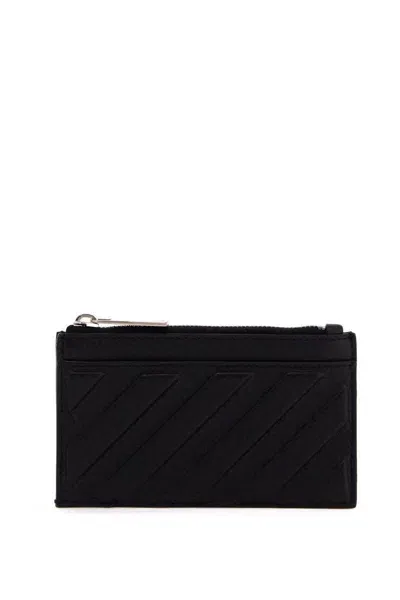 Off-white Leather Diag Card Holder In Black