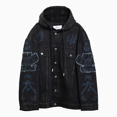 Off-white Natlover Hooded Denim Jacket In Blue