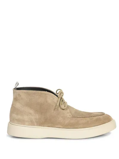 Officine Creative Beige Suede Ankle Boot In Brown