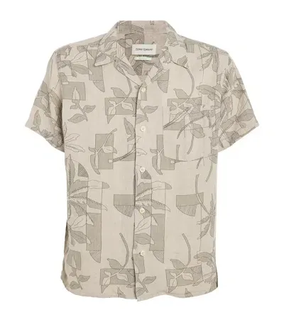 Oliver Spencer Linen Printed Havana Shirt In Beige