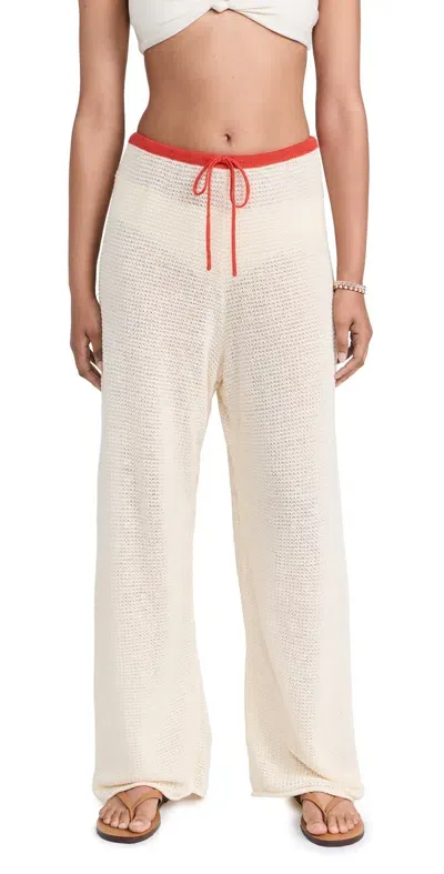 Onia Linen Knit Drawstring Pants Cream/poinciana