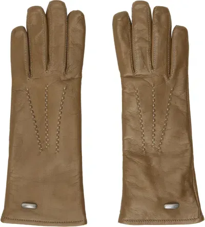 Our Legacy Taupe Her Gloves In Taupe Leather