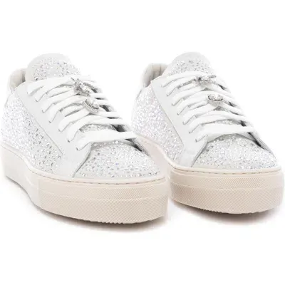 P448 Thea Embellished Platform Sneaker In White