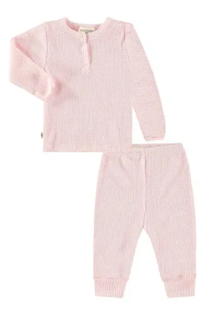 Paigelauren Babies'  Kids' Stretch Organic Cotton Blend Thermal Top & Leggings Set In Pink