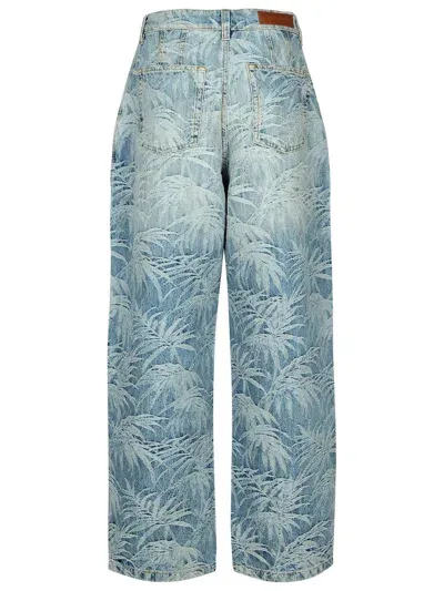 Palm Angels Baggy Light Blue Cotton Blend Jeans