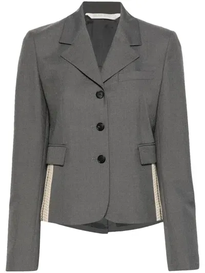 Palm Angels Single-breasted Wool Blend Jacket In Gray