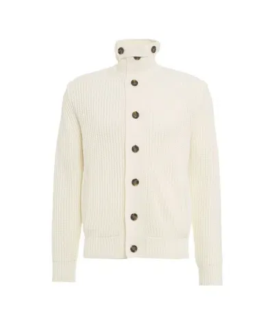 Paolo Pecora White Knit Cardigan In Wool Blend