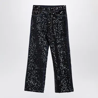 P.a.r.o.s.h . Black Jeans With Micro Sequins In Multicolor