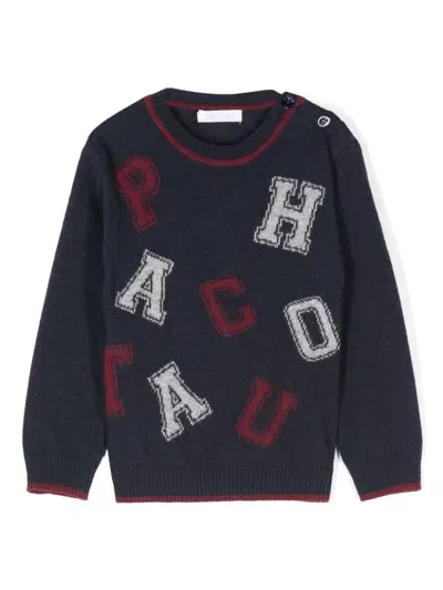 Patachou Babies' Logo-intarsia Sweater In Blue