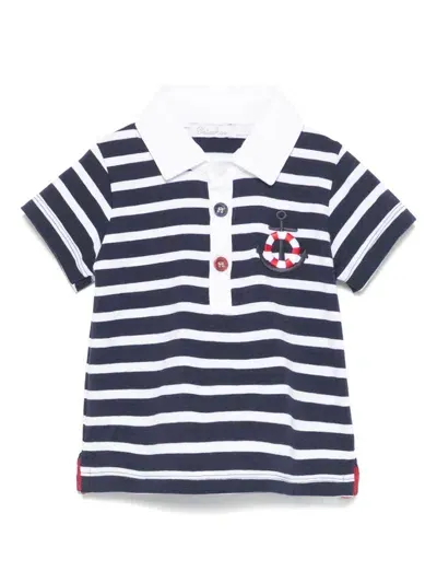 Patachou Babies' Striped Polo Shirt In 蓝色