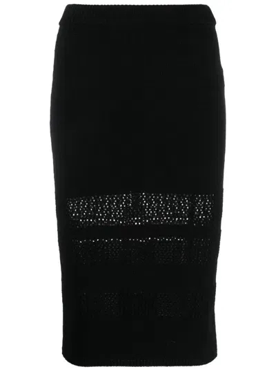 Patrizia Pepe Viscose Mesh Skirt In Black