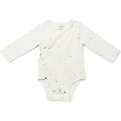 Pehr Babies'  Celestial Organic Cotton Wrap Bodysuit In Ivory Multi