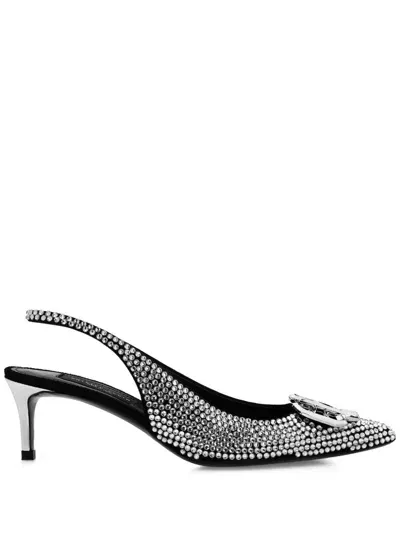 Philipp Plein 50mm Gothic Plein Slingback Pumps In Black