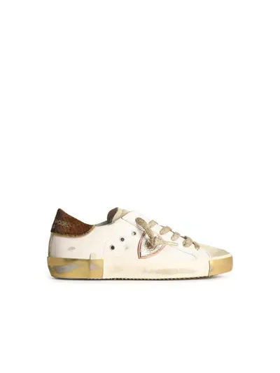 Philippe Model Prsx White Leather Sneakers In Neutrals